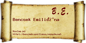 Bencsek Emiliána névjegykártya